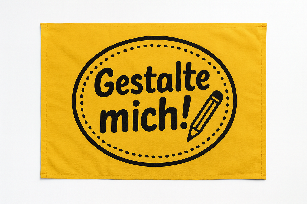 Individuell gestaltbare gelbe Nett hier Fahne