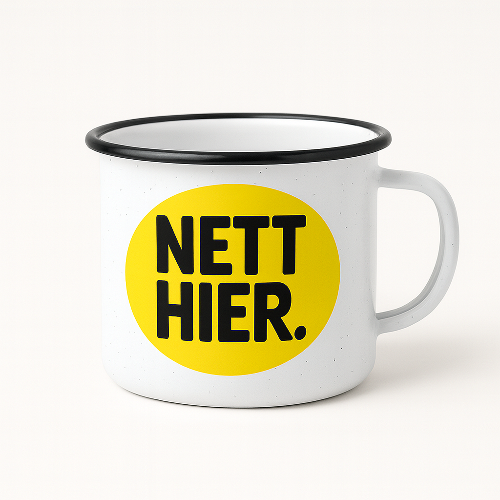 Individuell gestaltbare Nett hier Emailletasse