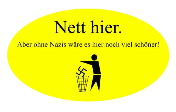 Ovaler gelber Nett hier Aufkleber - Motiv ohne Nazis