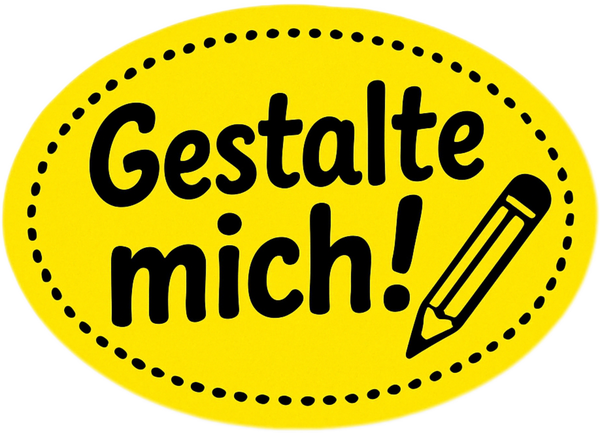 Individuell gestaltbarer Nett hier Aufkleber in Oval- oder Rechteckform
