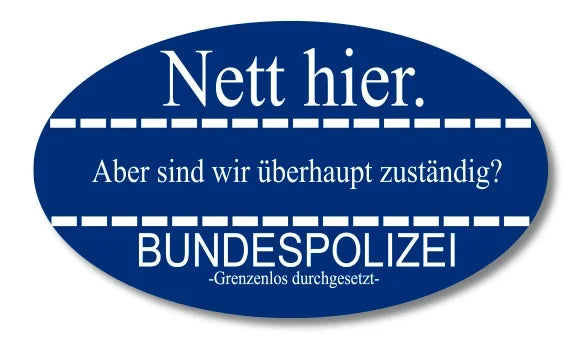 Ovaler gelber Nett hier Aufkleber - Motiv Bundespolizei
